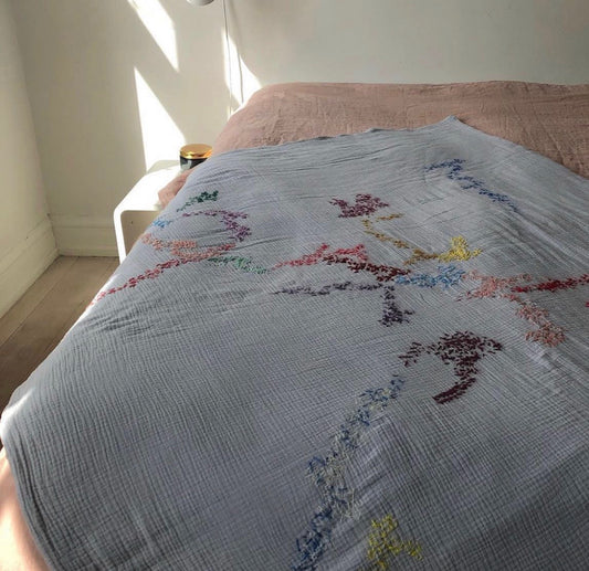 Handcrafted Quilt With Hand Embroidered Artwork