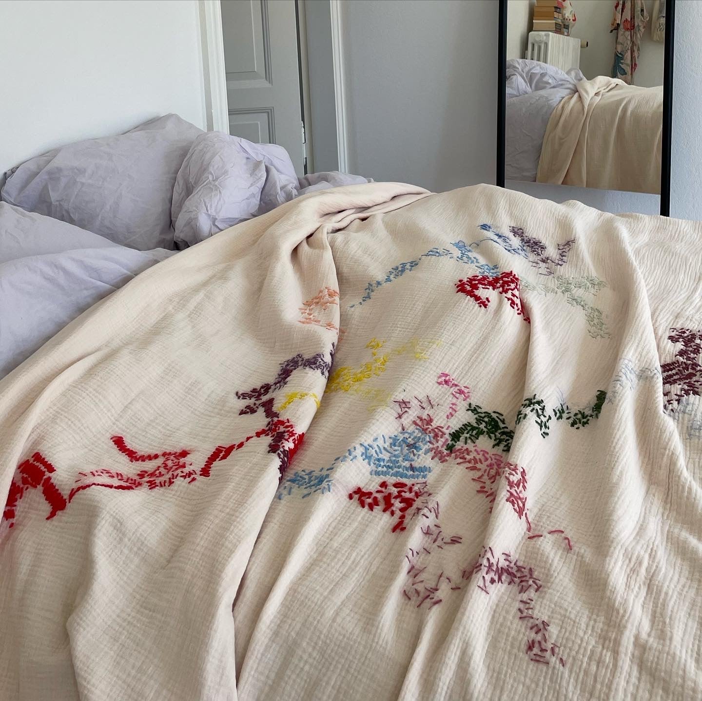 Bedspread With Hand Embroidered Artwork