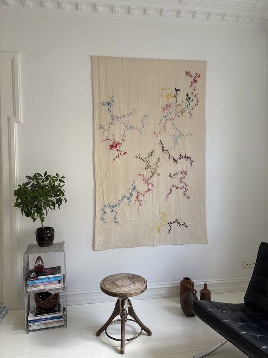 Alice - Handcrafted large scale wall hanging 130x200 cm ,displayed in  dining room.