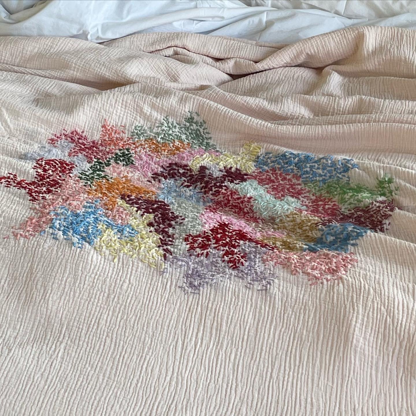 Bedspread With Hand Embroidered Artwork