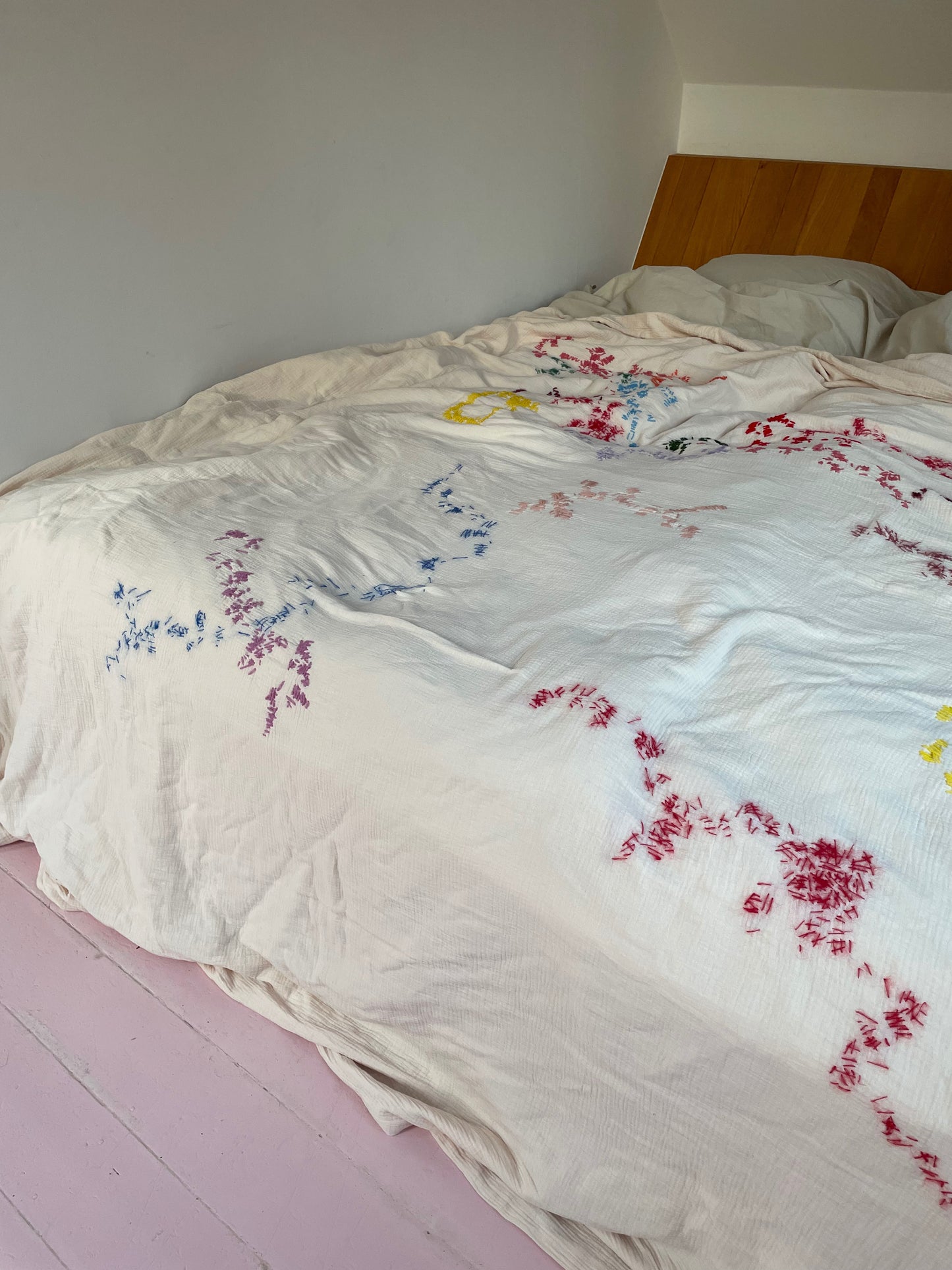 Bedspread With Hand Embroidered Artwork