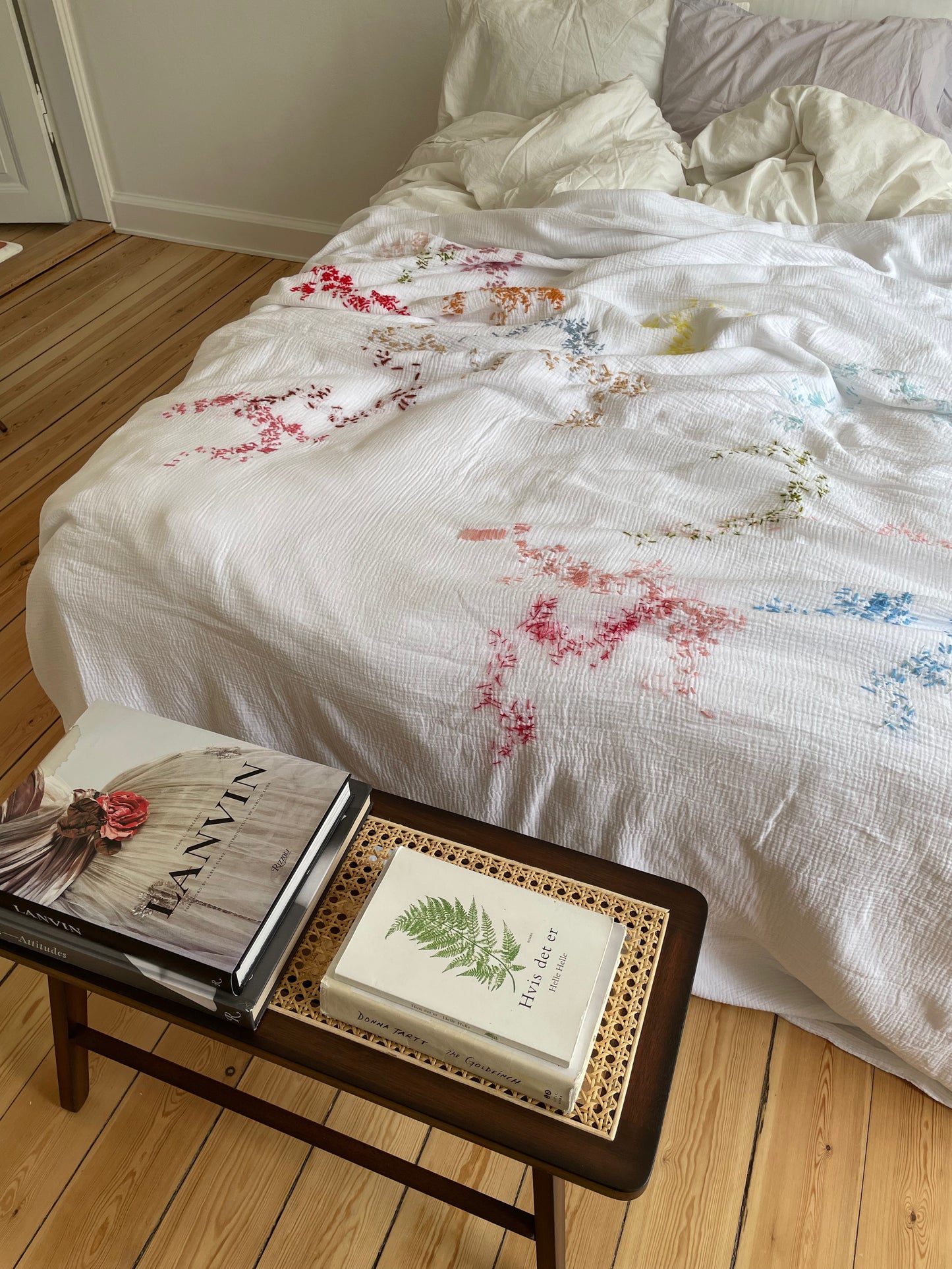 Bedspread with Hand Embroidered Artwork