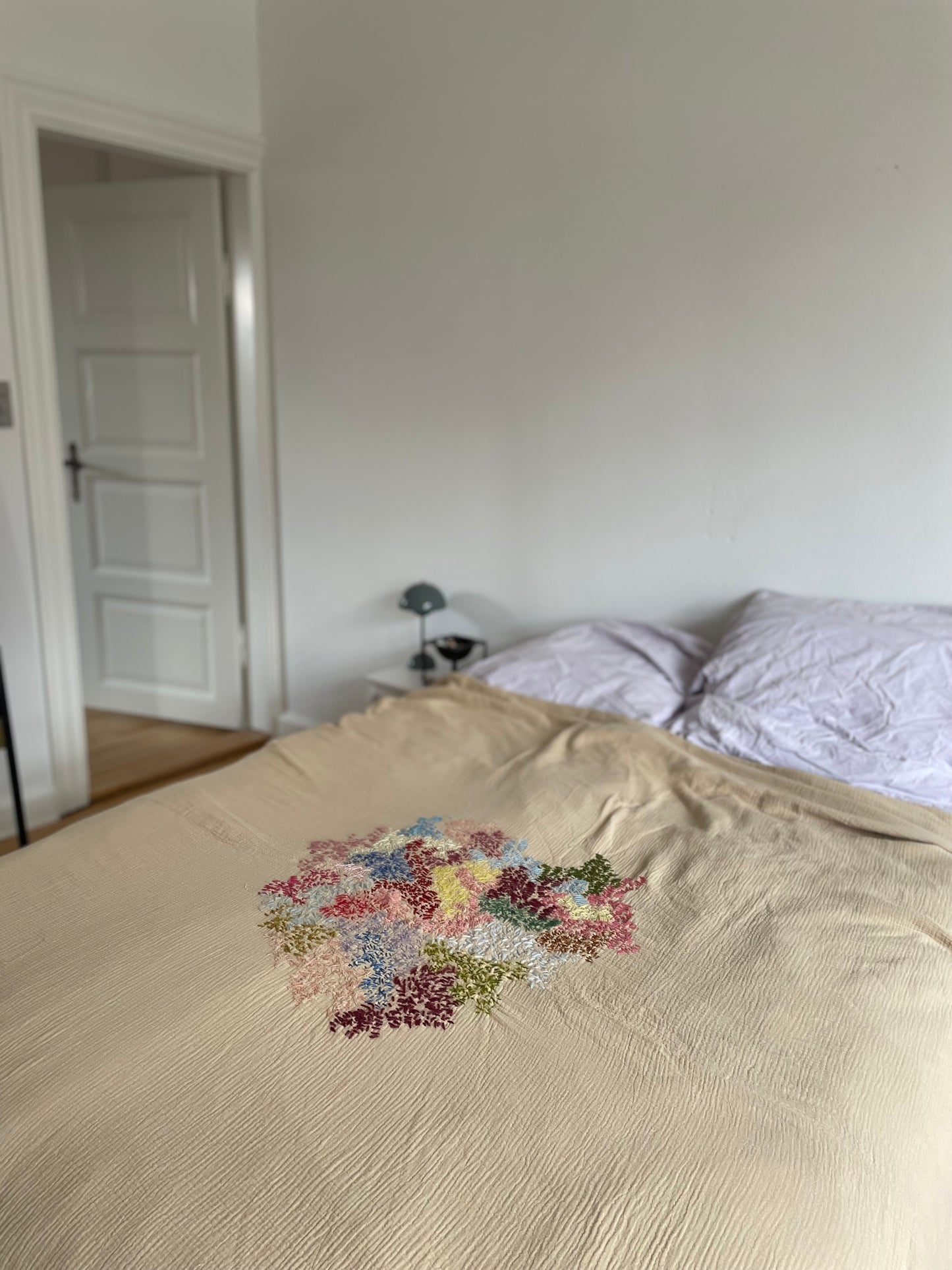 Bedspread With Hand Embroidered Artwork